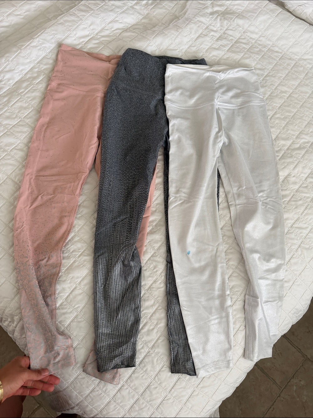 Beyond Yoga Kids Sparkle Leggings Trio - Pink, Gray, White